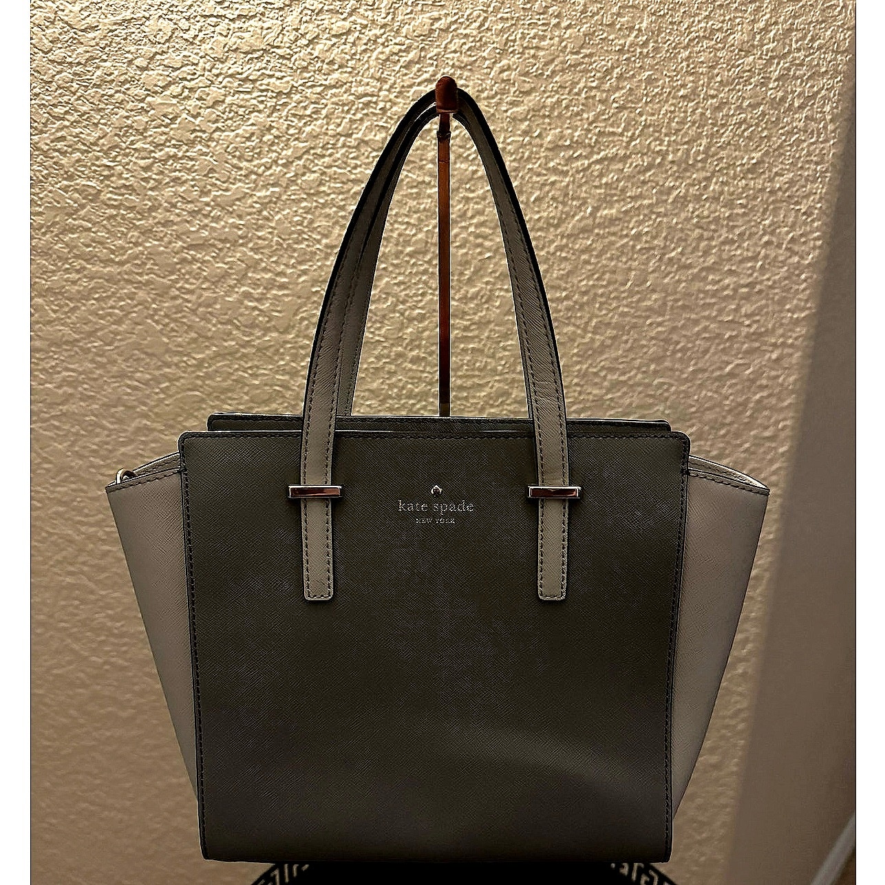 Kate Spade 2 Tone Leather Satchel With Crossbody Strap